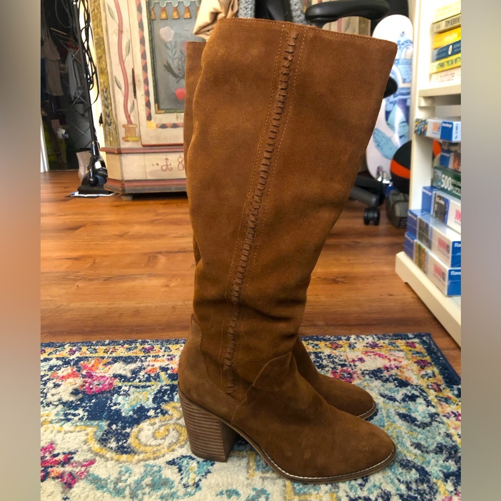 EUC Steve Madden Roxana Brown Suede Block heel knee high boots